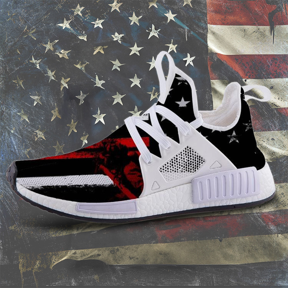 Thin Red Line Shoes Proud Honoring Firefighter Patriotic Sneakers Gifts For Fireman