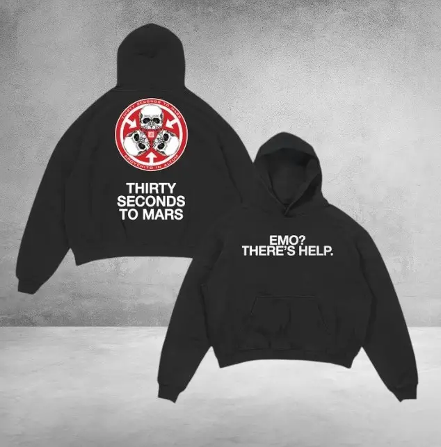 Thirty Seconds To Mars Hoodie Emo There's Help Clothing Gift Ideas For Fans Thirty Seconds To Mars Hoodie Emo There's Help Clothing Gift Ideas For Fans - Image 1