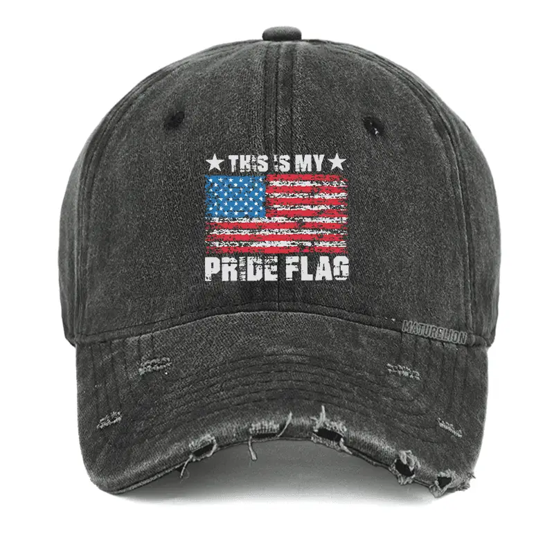 This Is My Pride Flag Washed Vintage Cap Men's Funny Quotes T-Shirt – Humorous Graphic Tee This Is My Pride Flag Washed Vintage Cap Men's Funny Quotes T-Shirt – Humorous Graphic Tee - Image 1