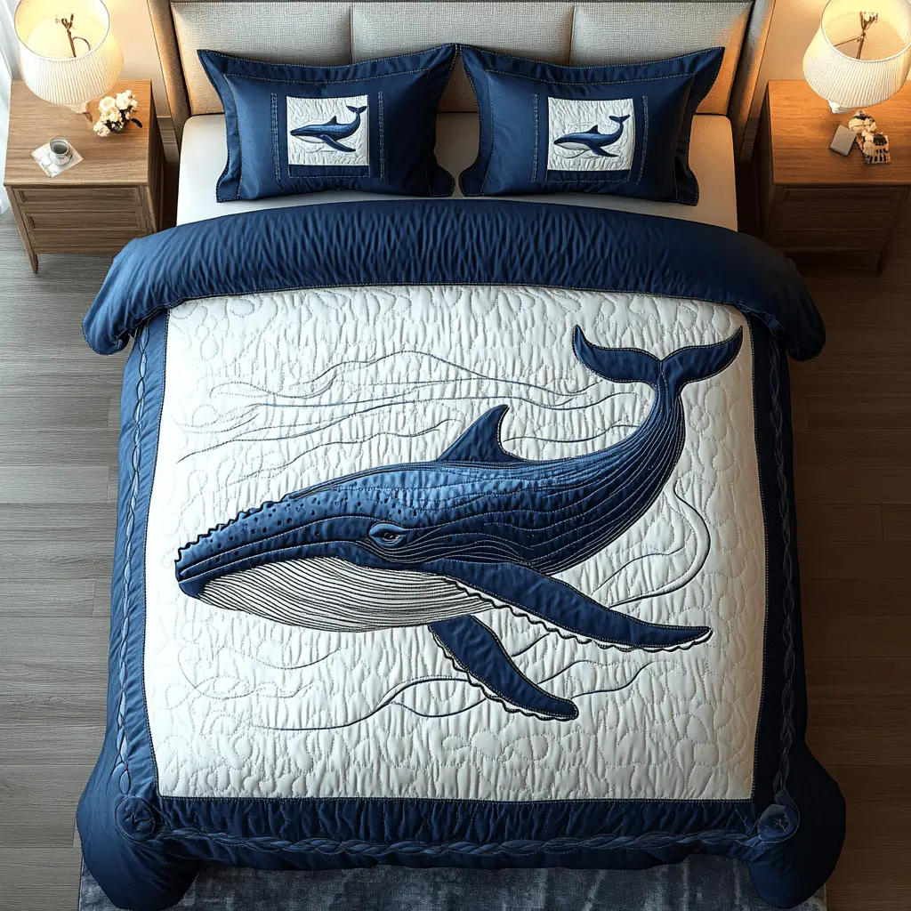 Tidal Majesty Quilted Bedding Set Warm and Breathable Bedding Set for All Seasons