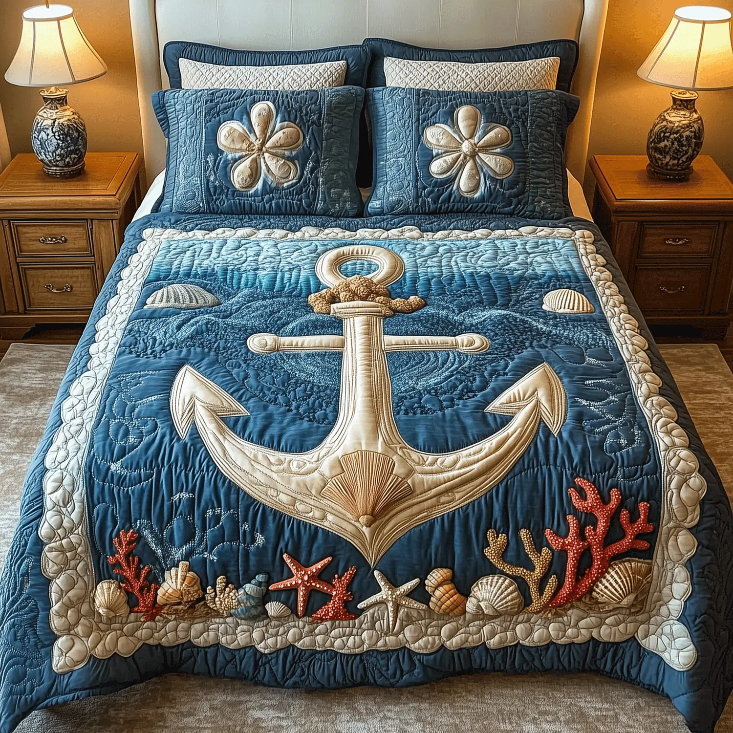 Tidal Tranquility Quilted Bedding Set Heartwarming Bedding Gift for Loved Ones Tidal Tranquility Quilted Bedding Set Heartwarming Bedding Gift for Loved Ones - Image 1