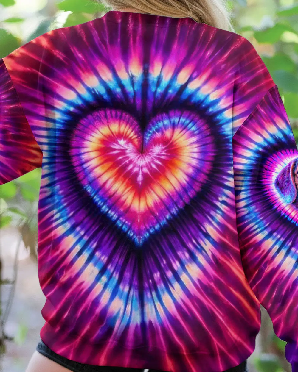 Tie Dye Heart Print Sweatshirt Vibrant Colorful Heart Crewneck Unique Gift For Mom