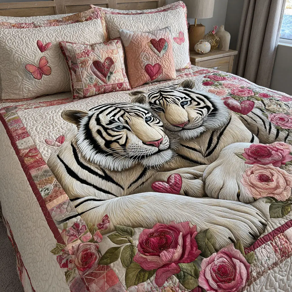 Tiger True Together Quilted Bedding Set Valentine Day Gifts For Family And Friends