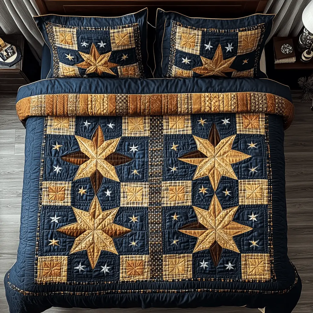 Timber Star Quilted Bedding Set Beautiful Printed Bedding Set for Home Aesthetics