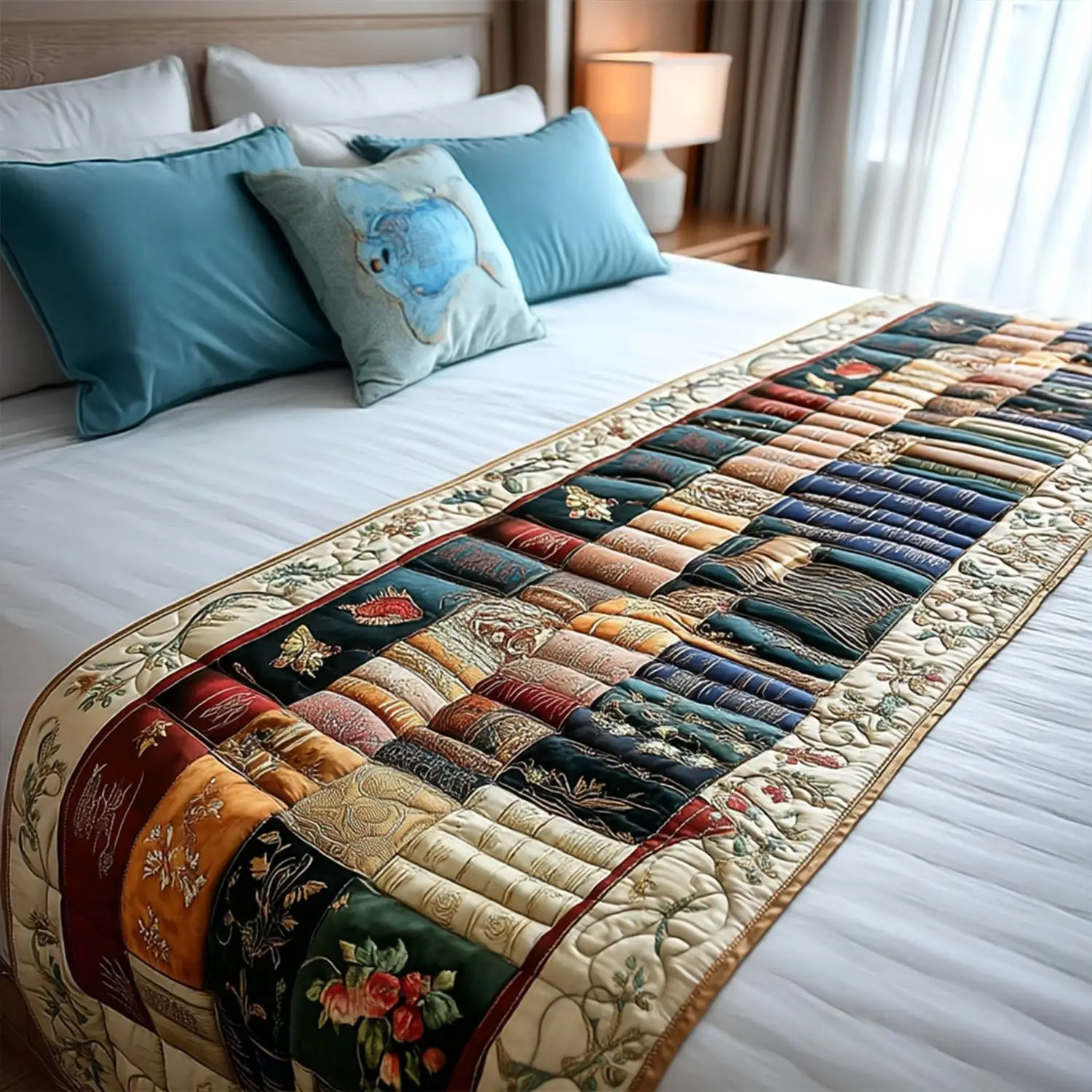 Timeless Classics Quilted Bed Runner Classic Literature-Themed Gift