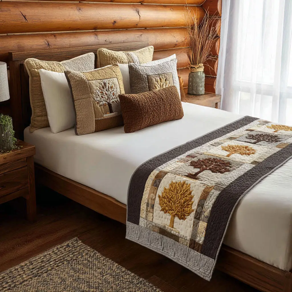 Timeless Grove Quilted Bed Runner Timeless Forest Grove A Peaceful Nature Gift