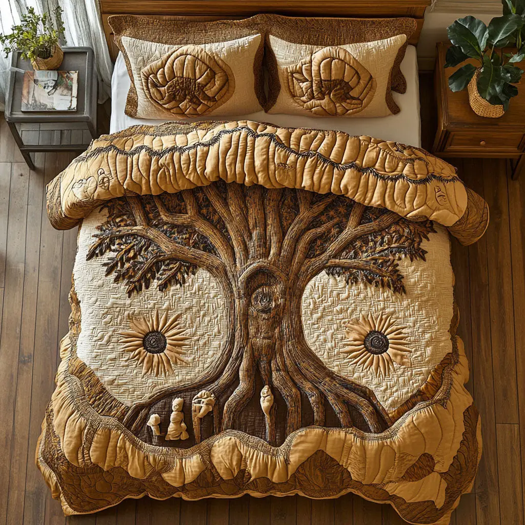 Timeless Tree Quilted Bedding Set Duvet Cover Bedspread Best Gifts For Couples