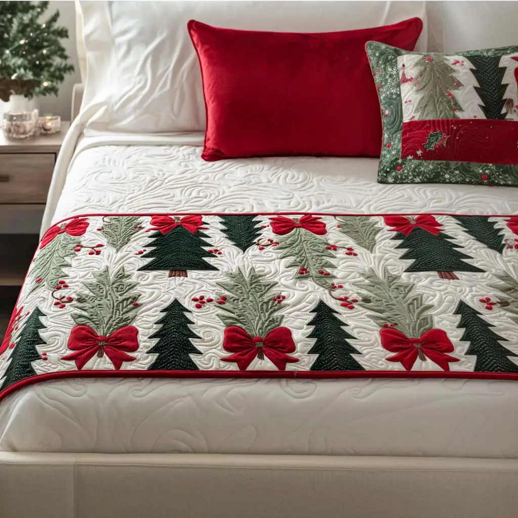 Tinsel Treasure Quilted Bed Runner Tinsel Treasure Christmas Gift for Mom