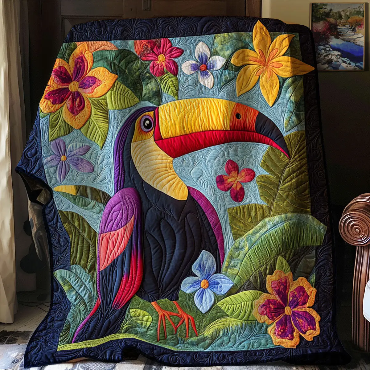 Toucan Quilt Best Throw Blanket Father's Day Presents For Husband