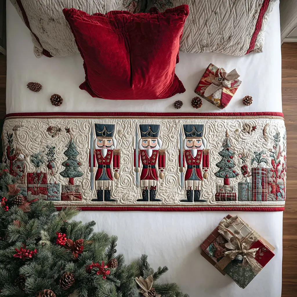 Toy Parade Quilted Bed Runner Festive Holiday Parade Christmas Gift for Mom Toy Parade Quilted Bed Runner Festive Holiday Parade Christmas Gift for Mom - Image 1