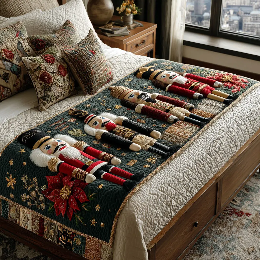 Toy Soldier Quilted Bed Runner Classic Toy Soldier Christmas Gift for Husband Toy Soldier Quilted Bed Runner Classic Toy Soldier Christmas Gift for Husband - Image 1