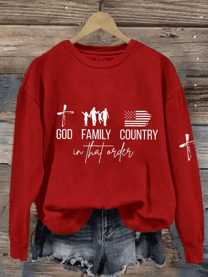 TPUSA Merch God Family Country In That Order Printed Sweatshirt