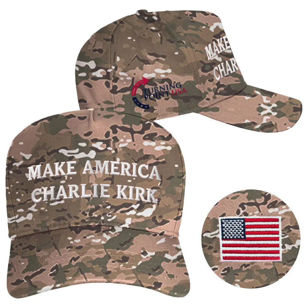 TPUSA Merch Make America Charlie Kirk Hat Camo Embroidered Turning Point USA Hat Father Gifts