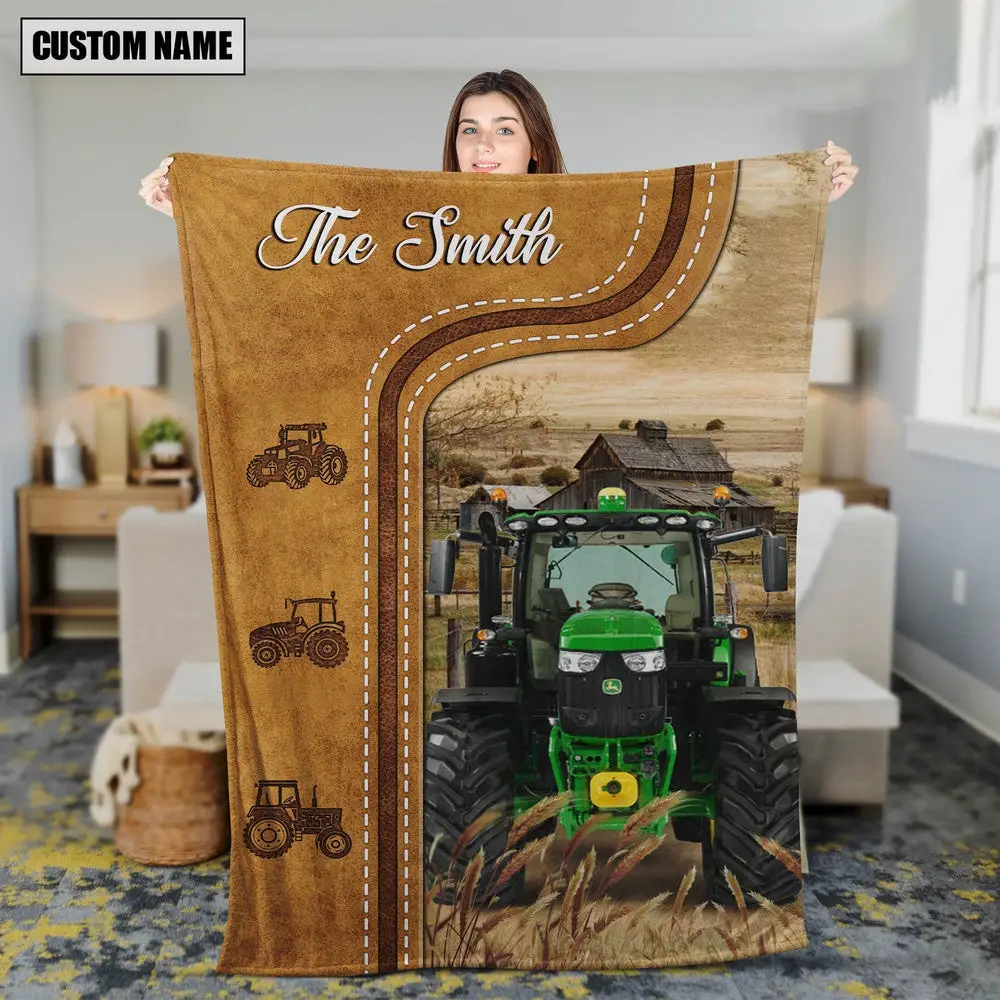 Tractor Custom Name Blanket Collection Farm Blanket Gift Ideas For Farmers