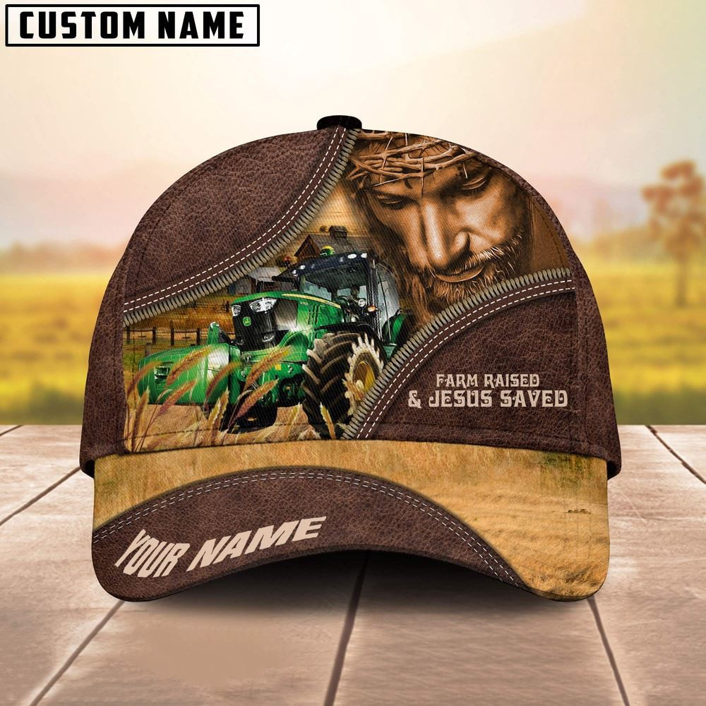Tractor Farm & Jesus Customized Name Cap Farm Cap Farmer Baseball Cap Gift For Farmer Tractor Farm & Jesus Customized Name Cap Farm Cap Farmer Baseball Cap Gift For Farmer - Image 1