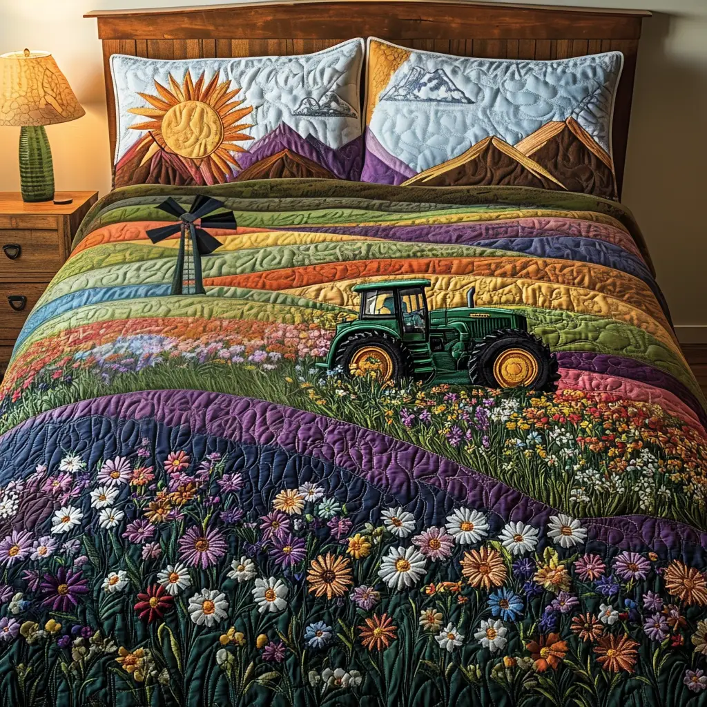 Tractor Quilted Bedding Set Cozy Bedroom Decor Farmall Christmas Gifts Tractor