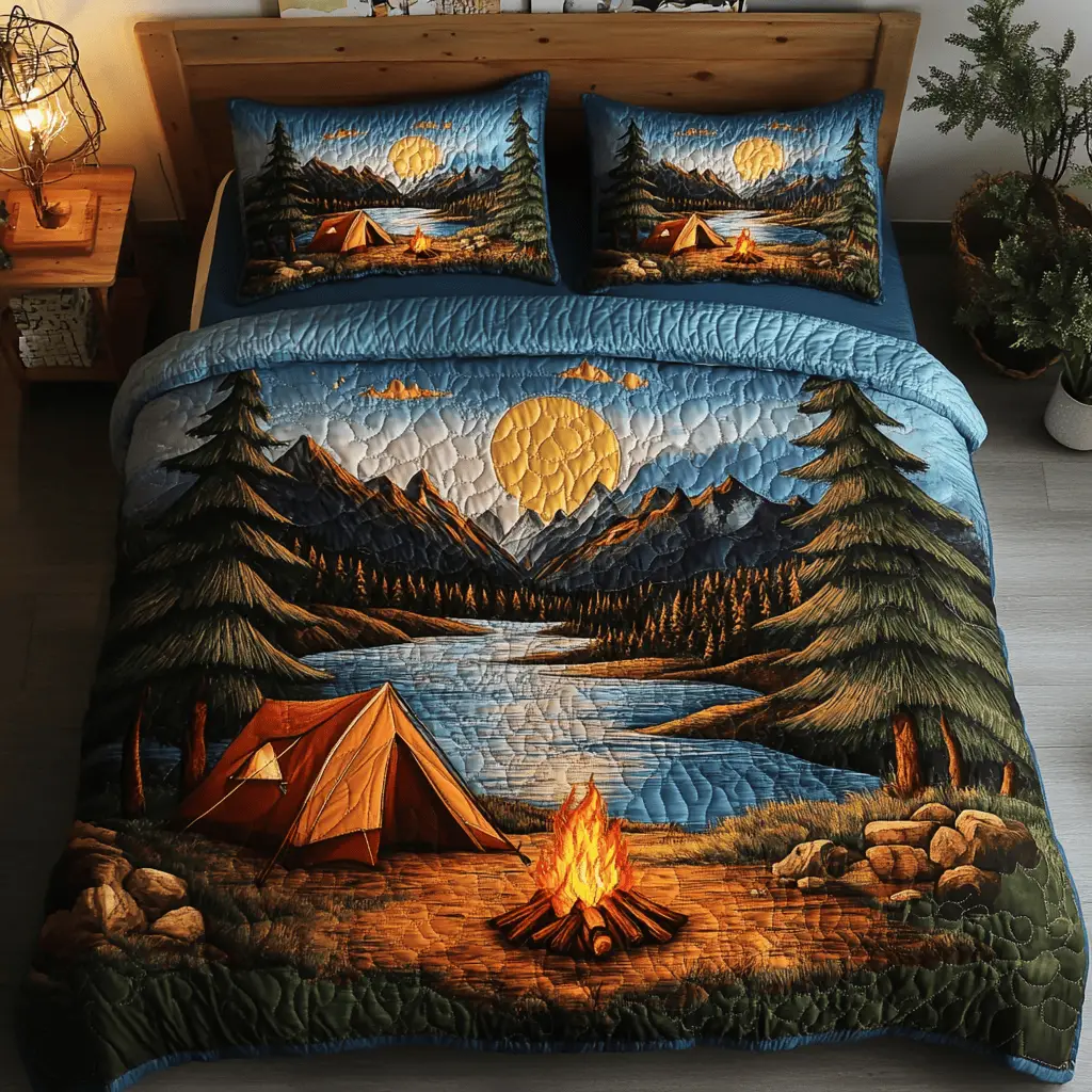 Tranquil Views Quilted Bedding Set Holiday Duvet Cover Set Camping Gifts For Couples Tranquil Views Quilted Bedding Set Holiday Duvet Cover Set Camping Gifts For Couples - Image 1