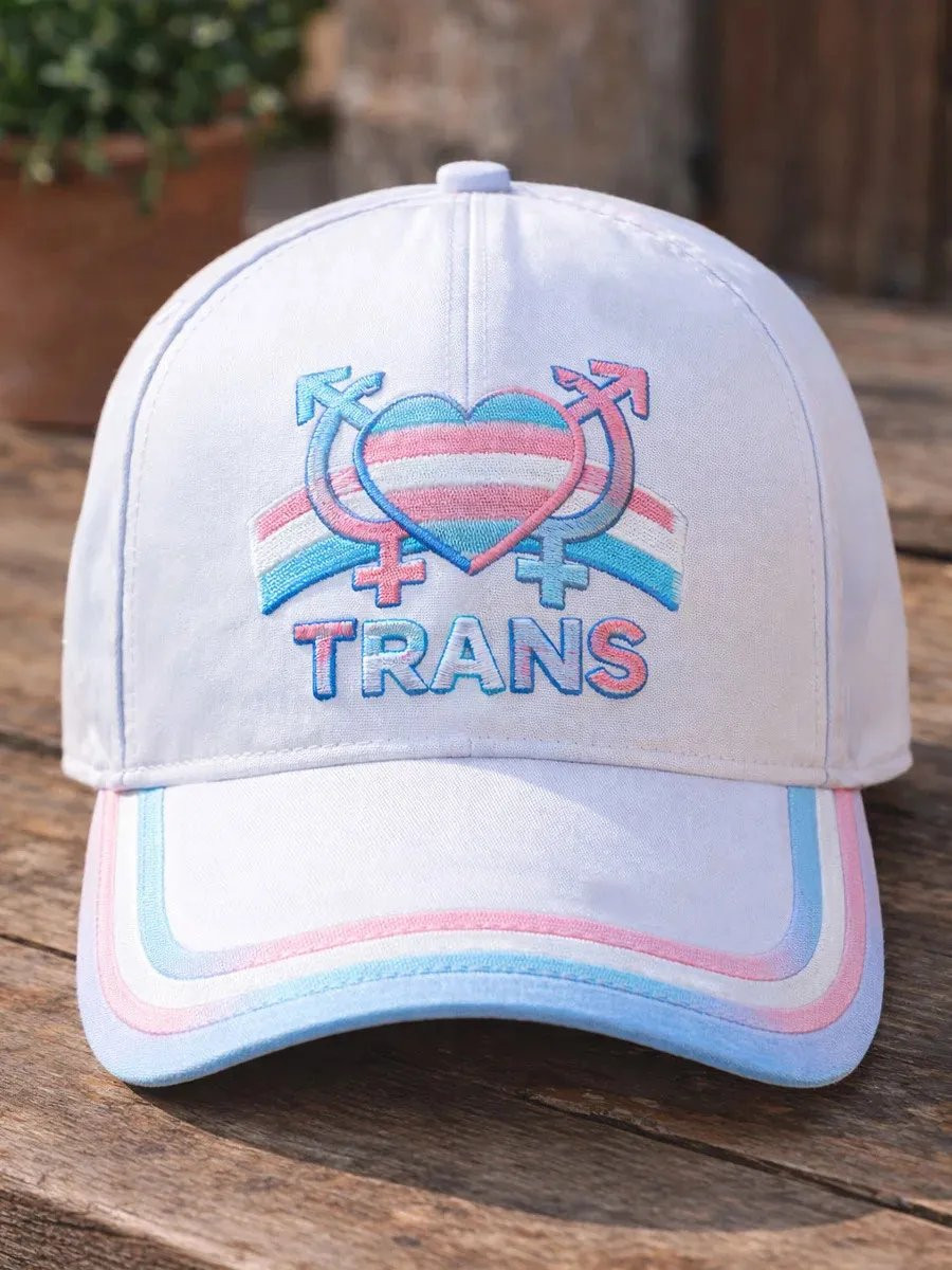 Trans Baseball Cap Heart And Gender Symbol Merch For Support And Transgender