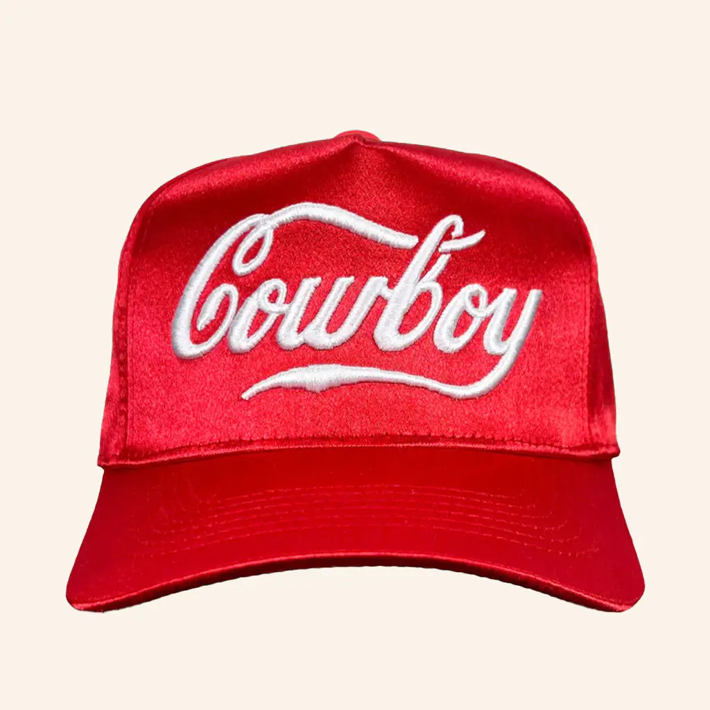 Trash Flower Merch Coca Cola Cowboy Satin Embroidered Hat Husband Christmas Gift Ideas - Wear&Decor