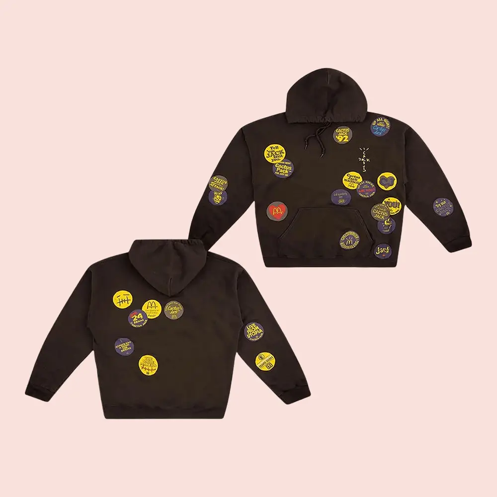 Travis Scott Merch CJ X MCD Sticker Bomb Hoodie Best Gifts For Hip Hop Lovers
