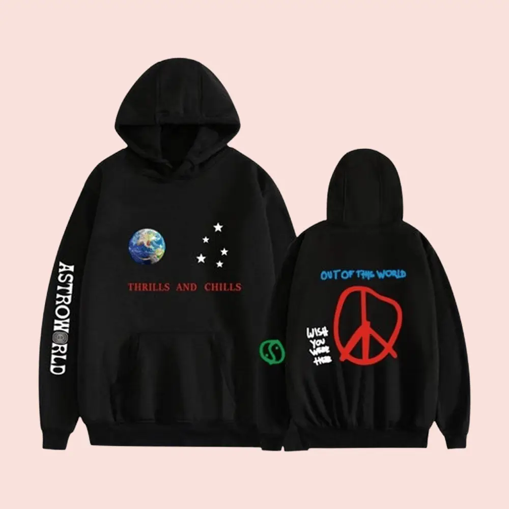 Travis Scott Merch Thrills And Chills Black Hoodie Travis Scott Tour Merch Present For Fans Travis Scott Merch Thrills And Chills Black Hoodie Travis Scott Tour Merch Present For Fans - Image 1