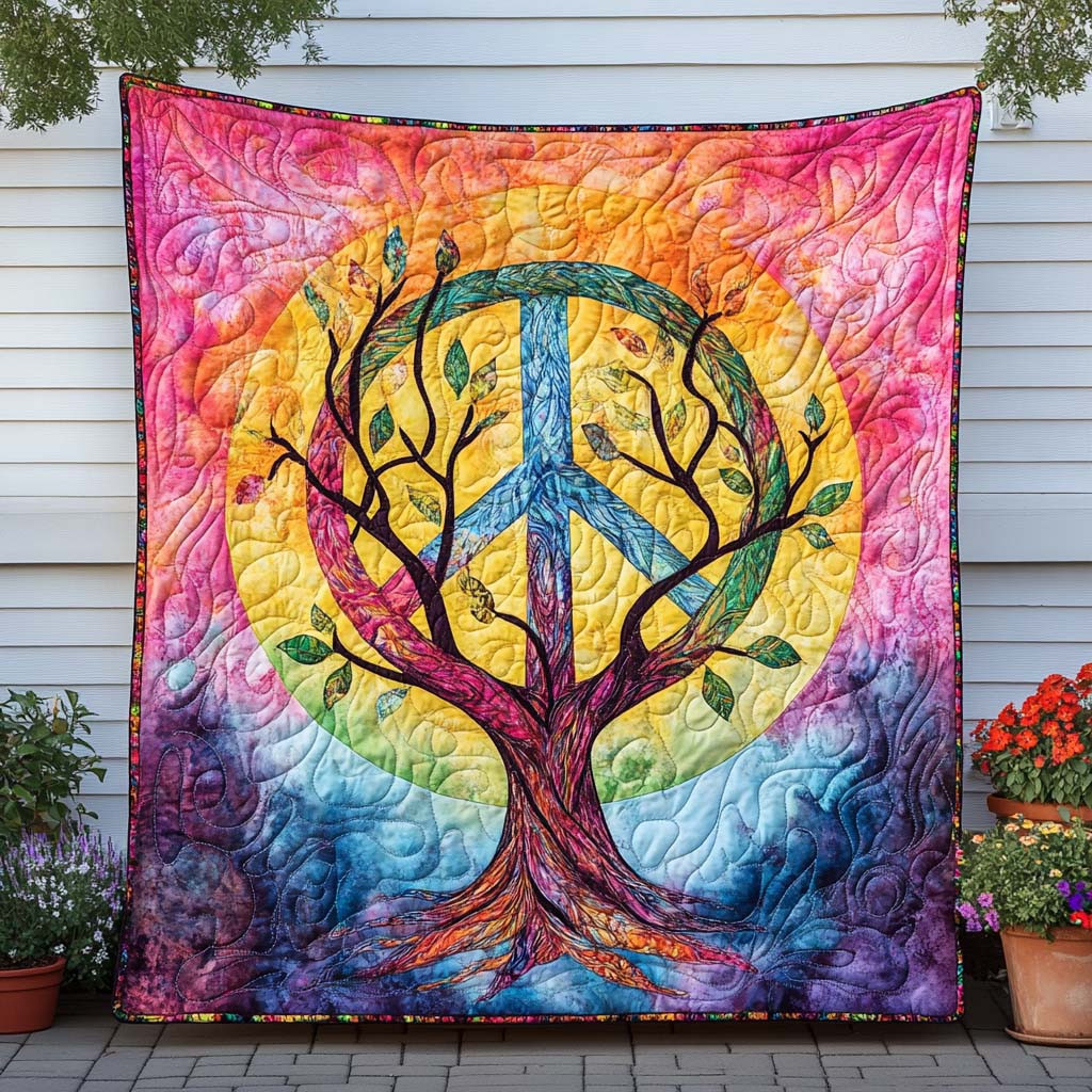 Tree of Harmony Quilted Blanket Bedroom Decor Christmas Black Cat Themed Gifts Tree of Harmony Quilted Blanket Bedroom Decor Christmas Black Cat Themed Gifts - Image 1