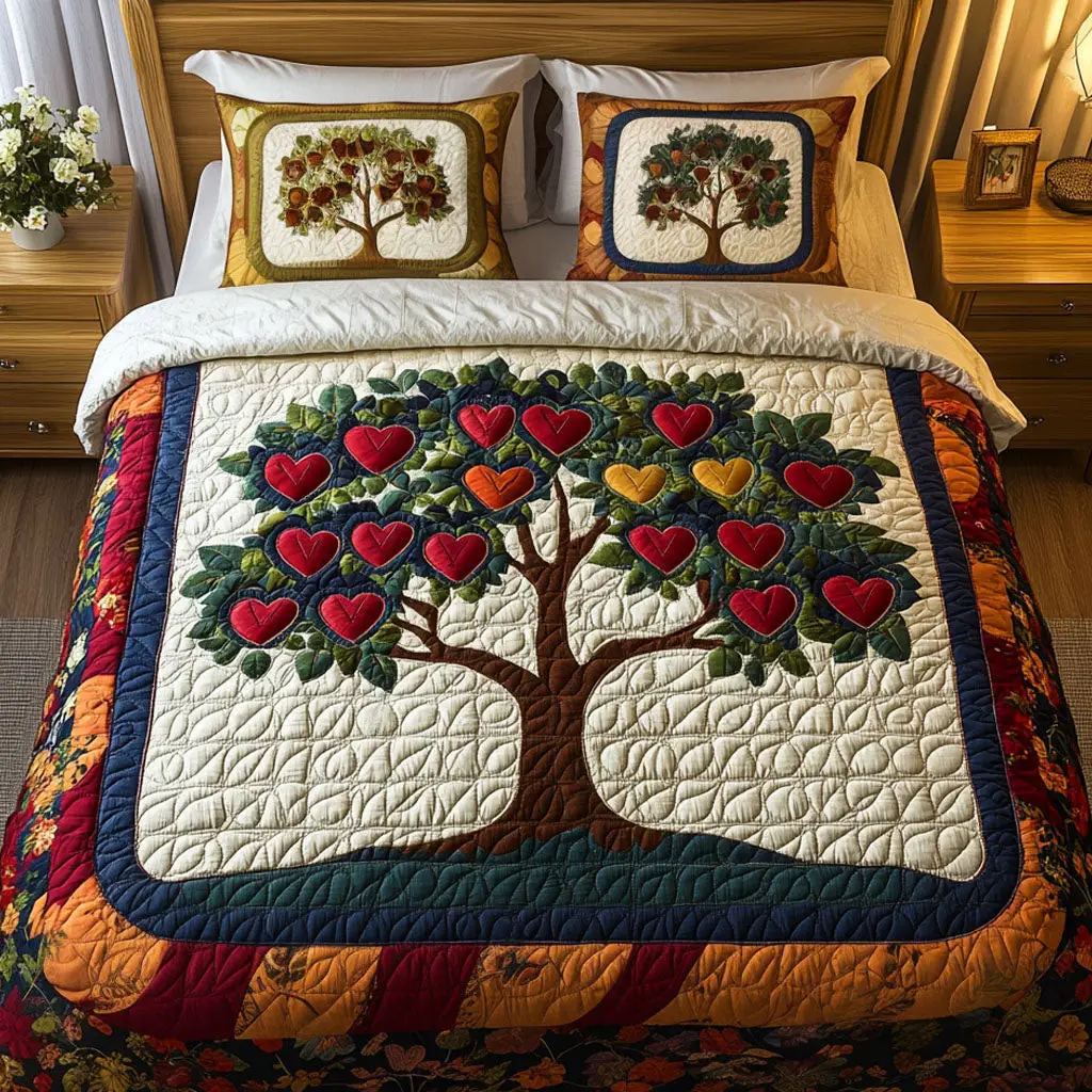 Tree Of Heart Quilted Bedding Set Duvet Cover Ideas For Valentine Day Friend Gifts