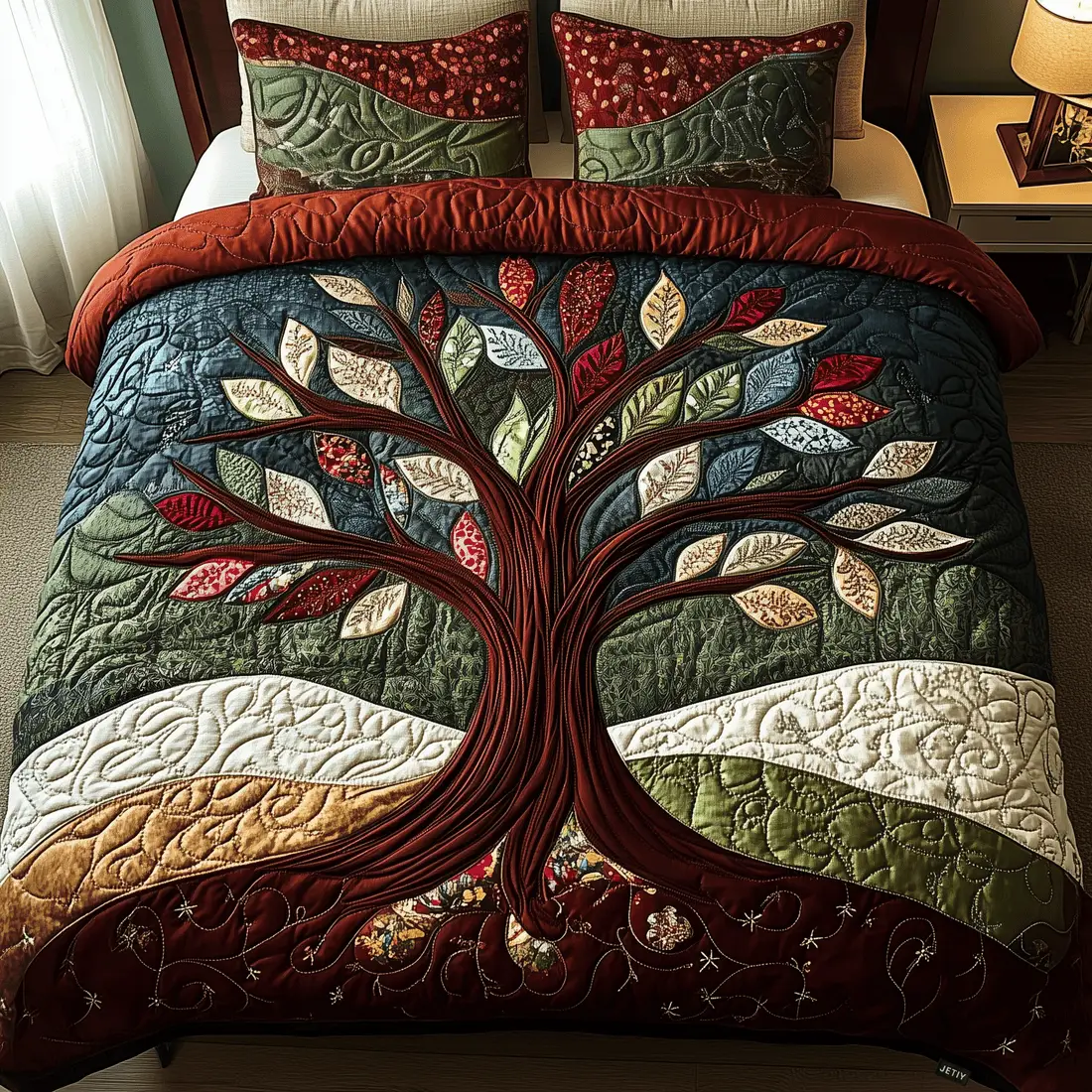 Tree of Life Quilt Bedding Set Nature Themed Duvet Covers Mother's Day Gifts For Elderly