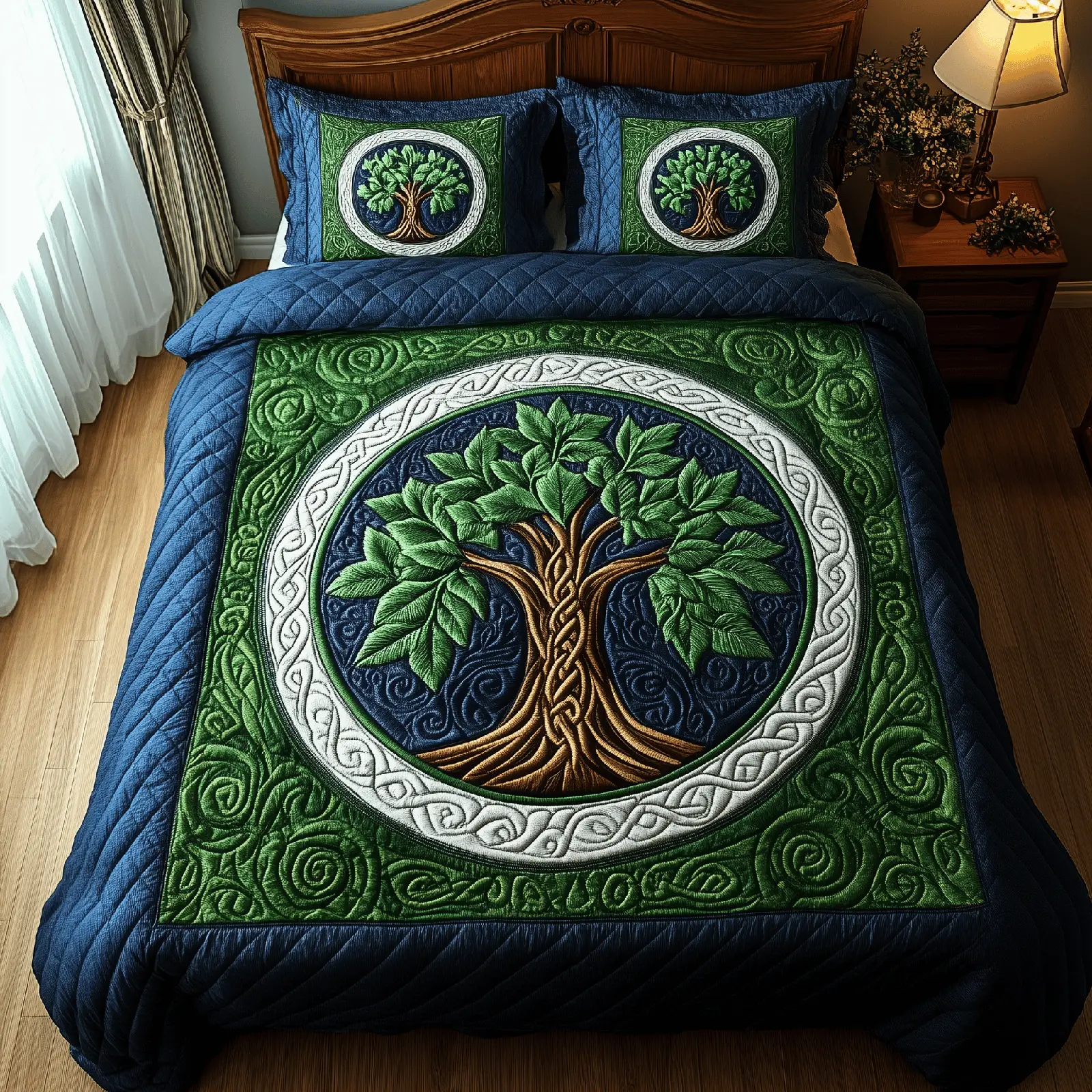 Tree Of Life Quilted Bedding Set Happy St Patrick's Day Duvet Cover Best Irish Gifts