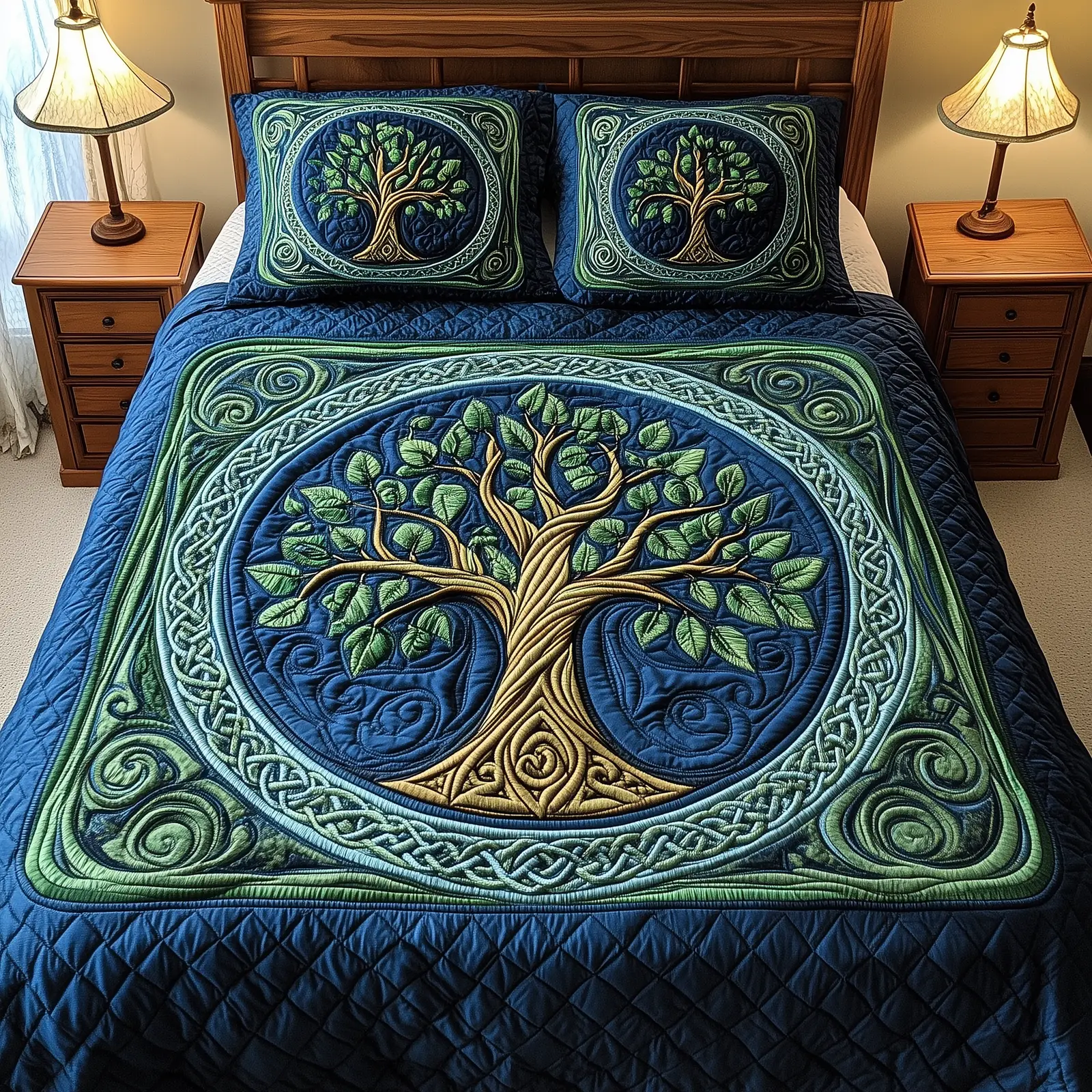 Tree Of Life Quilted Bedding Set Happy St Patrick's Day Duvet Cover Irish Birthday Gifts