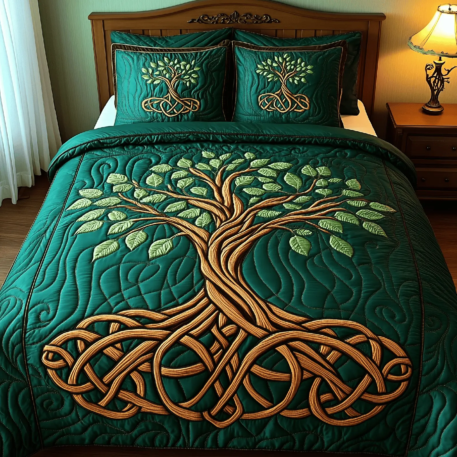 Tree Of Life Quilted Bedding Set Happy St Patrick's Day Duvet Cover Unique Irish Gifts
