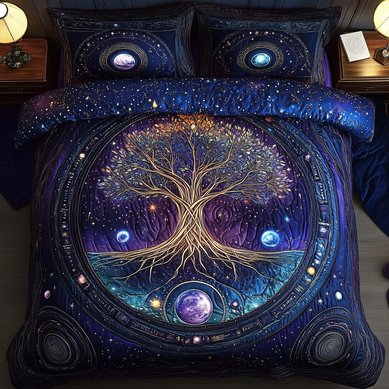 Tree Of Life Quilted Bedding Set Spiritual Nature Bedroom Decor Best Gift For Nature Lovers