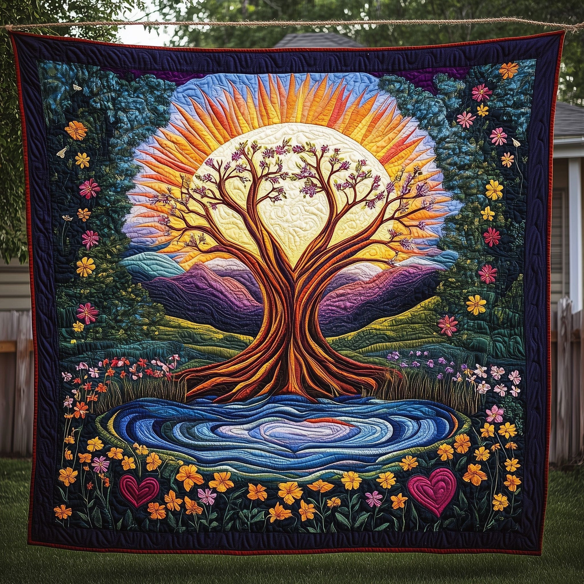 Tree Of Spring Quilted Blanket Bedroom Decorations Valentine's Gifts Idea For Lovers