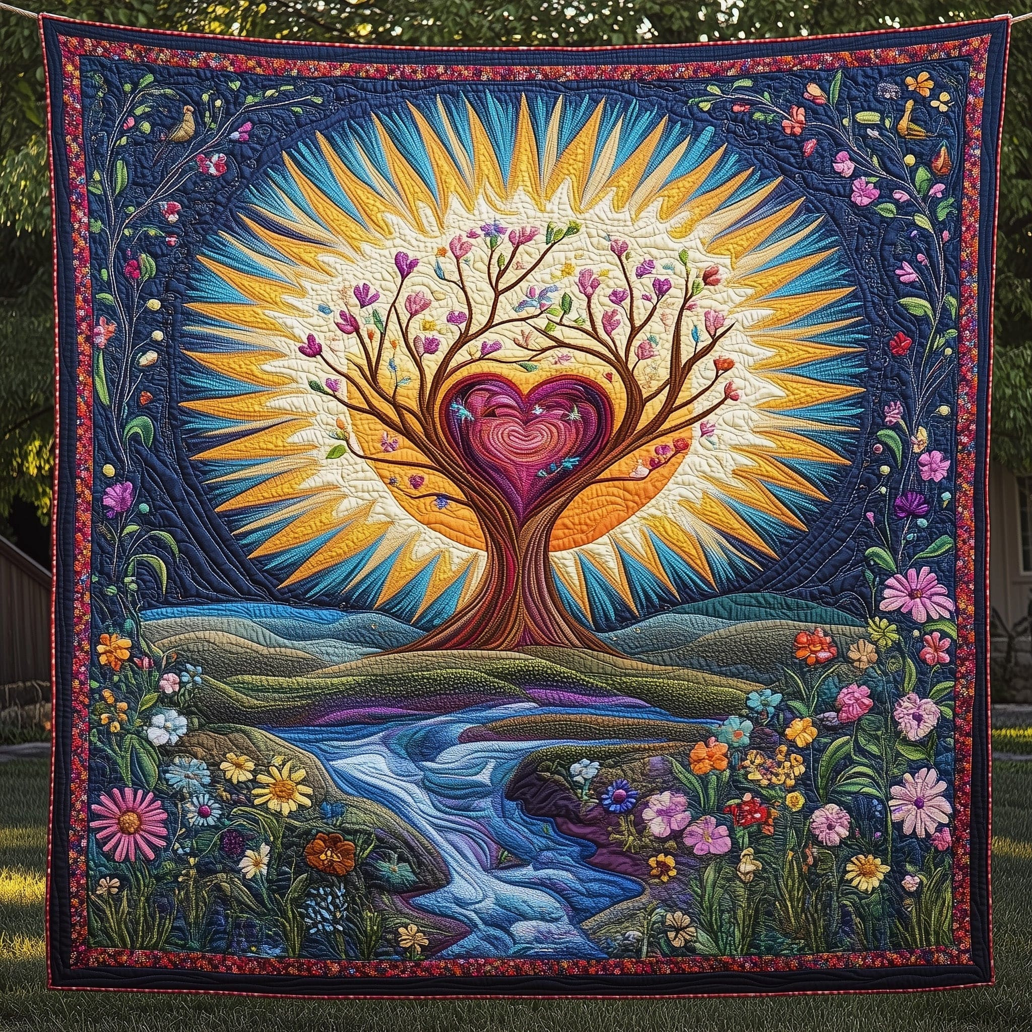 Tree Of Spring Quilted Blanket Minimalist Home Decor Valentine Gift Ideas For Him