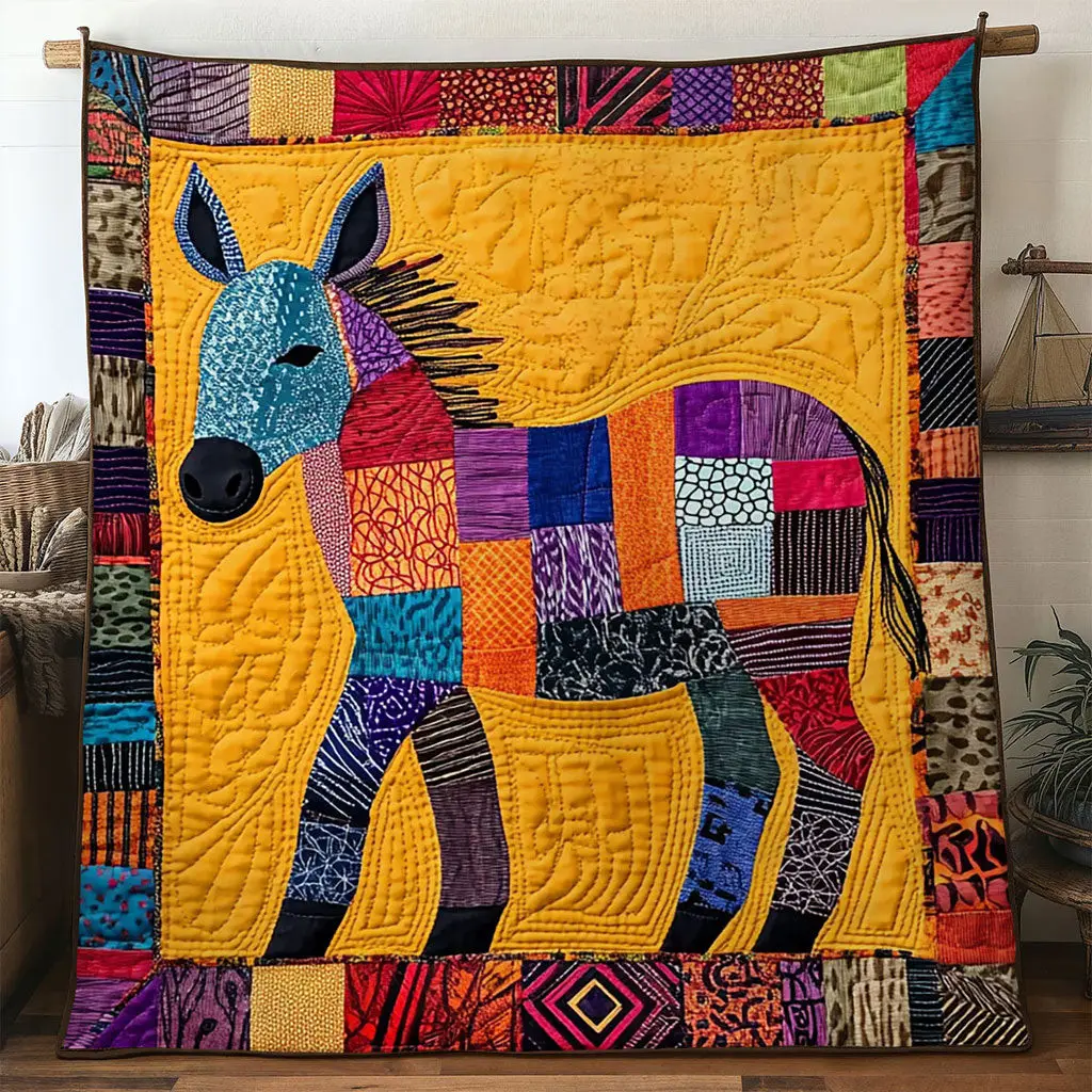 Tribal Art Donkey Quilt Elegant Quilt Blanket Gift for Housewarming