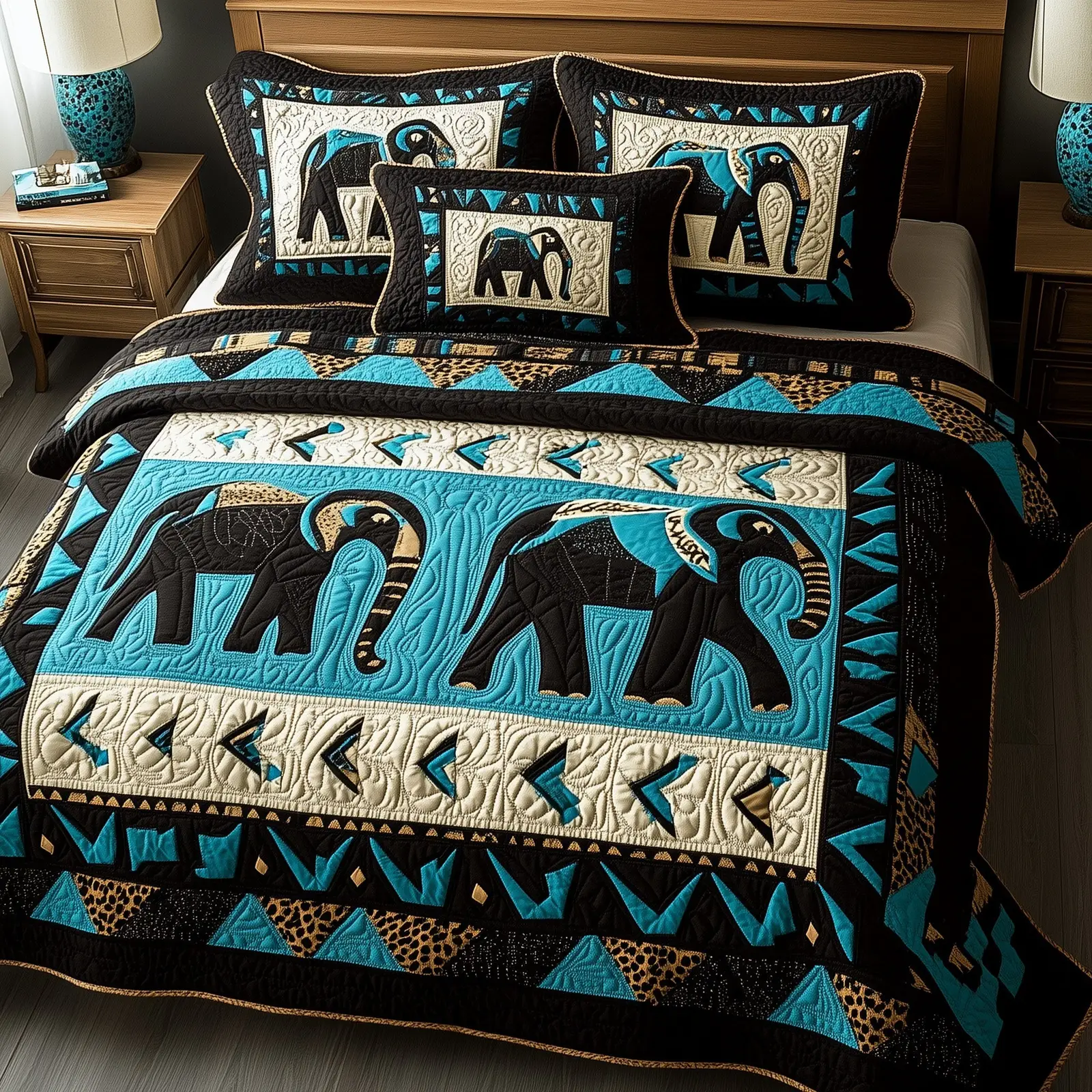 Tribal Tusk Dreams Quilted Bedding Set Cotton Sateen