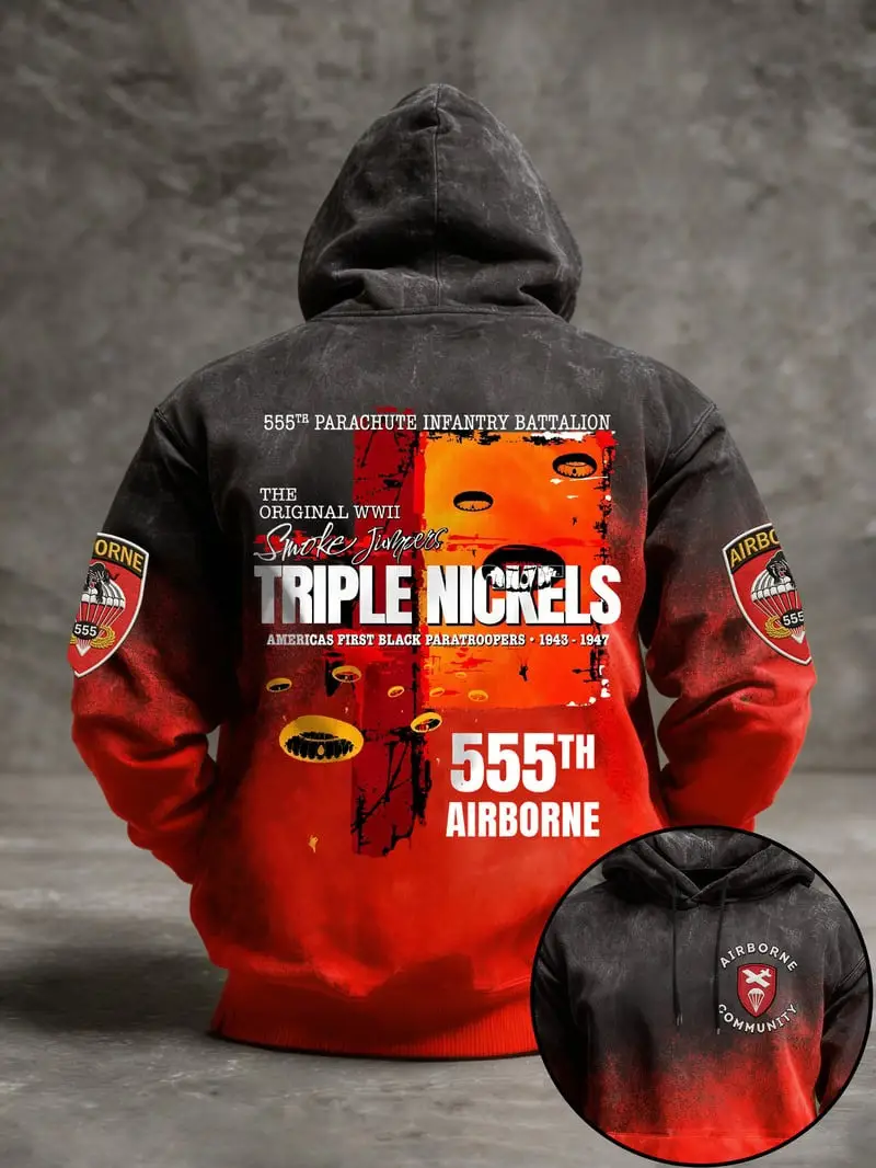 Triple Nickles 555th Airborne Smoke Jumpers Hoodie Military History Pullover Gift For Dad Triple Nickles 555th Airborne Smoke Jumpers Hoodie Military History Pullover Gift For Dad - Image 1