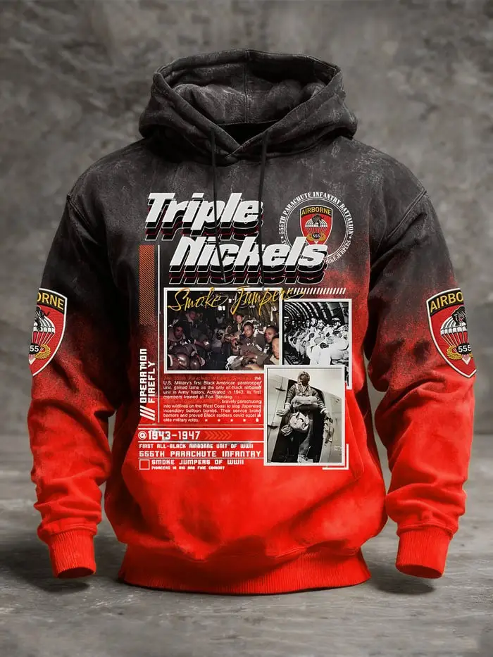 Triple Nickles 555th Parachute Infantry Hoodie Smoke Jumpers Pullover Gift For Him