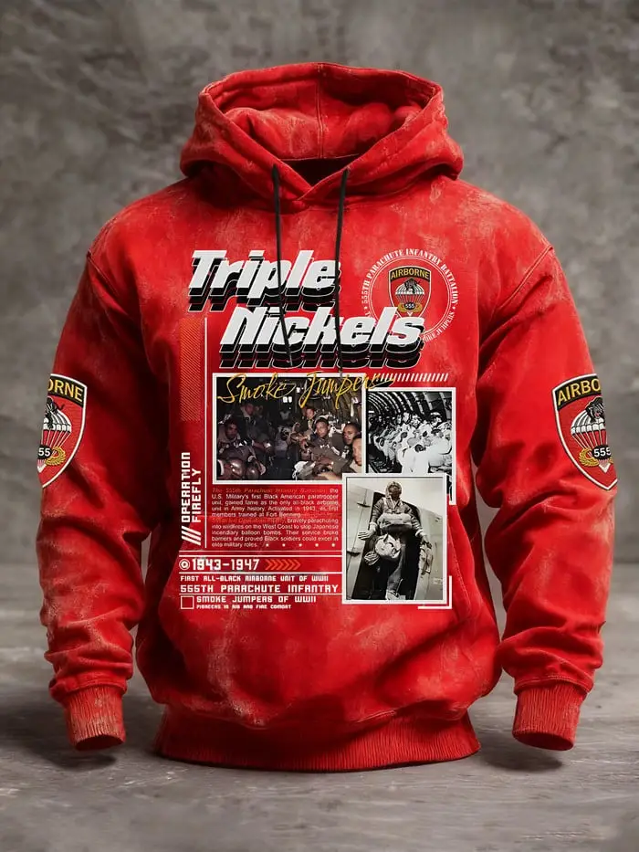 Triple Nickles 555th Parachute Infantry Hoodie Smoke Jumpers Pullover Gift For Men