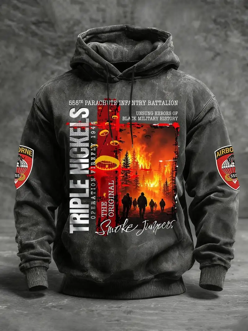 Triple Nickles Hoodie 555th Parachute Infantry Smoke Jumpers 1945 Pullover Gift For Him