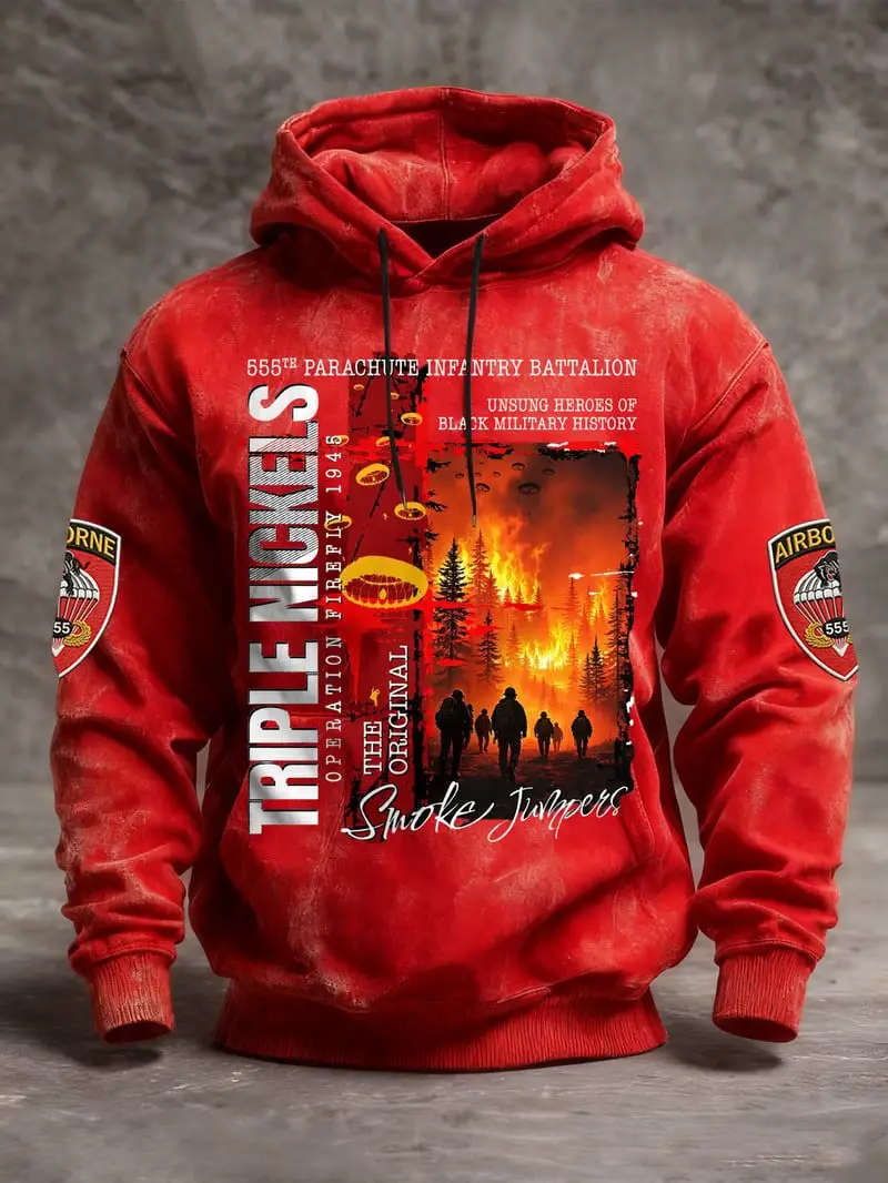 Triple Nickles Hoodie 555th Parachute Infantry Smoke Jumpers 1945 Pullover Gift For Him