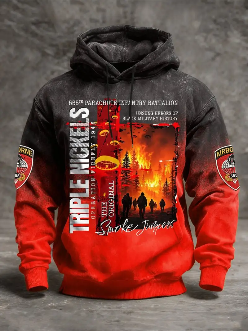 Triple Nickles Hoodie 555th Parachute Infantry Smoke Jumpers 1945 Pullover Gift For Men