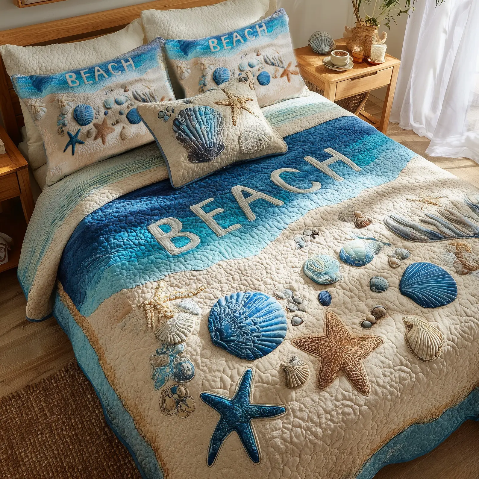 Tropical Beach Quilted Bedding Set For Kids