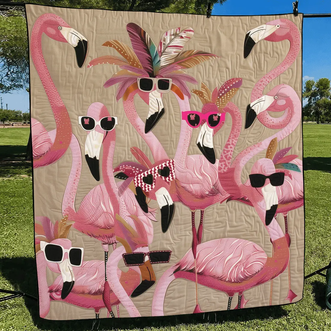 Tropical Flamingo Quilted Blanket Summer Pink Throw Blanket Great Mother's Day Gifts For Mom