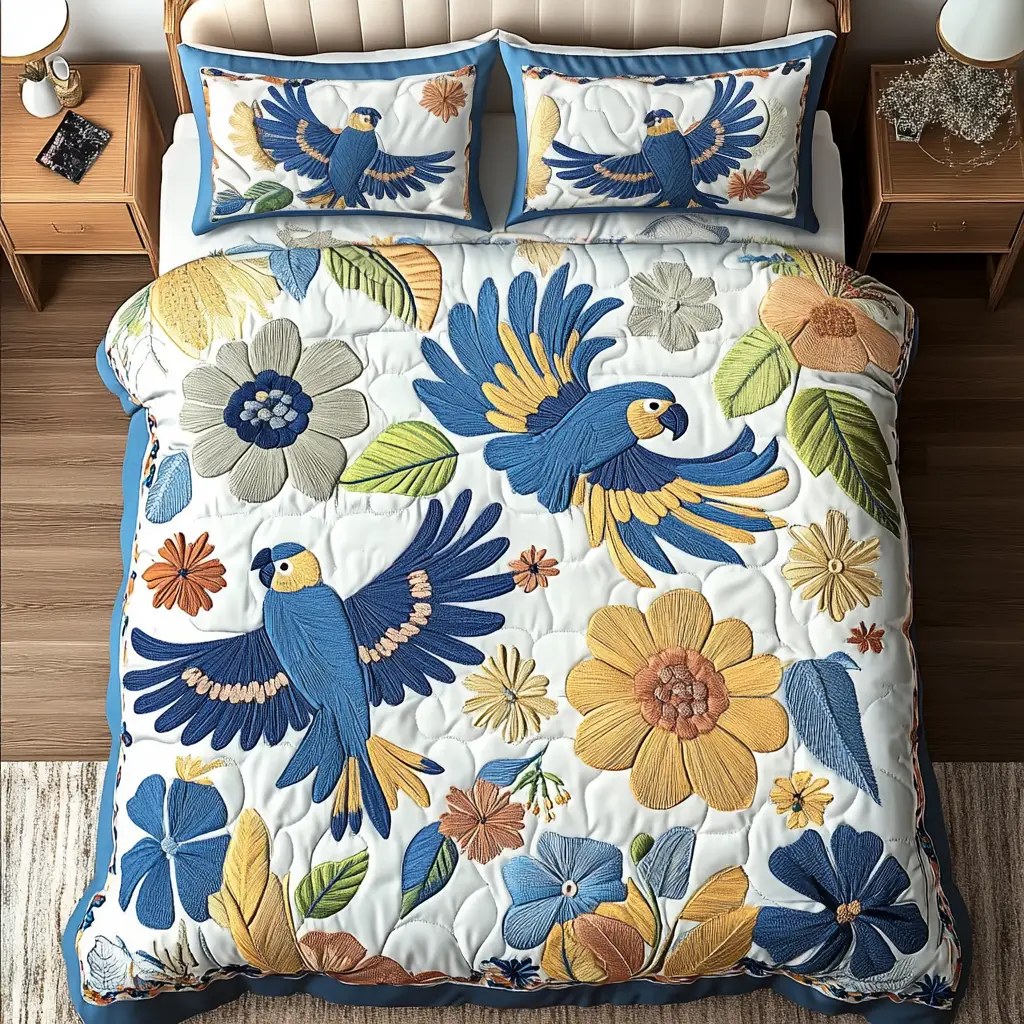 Tropical Flight Quilted Bedding Set Soft Bedding Set That Makes a Great Christmas Gift Tropical Flight Quilted Bedding Set Soft Bedding Set That Makes a Great Christmas Gift - Image 1
