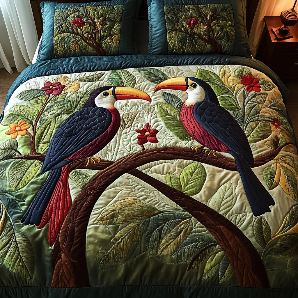 Tropical Flight Quilted Bedding Set Thoughtful Bedroom Gift Idea for Any Occasion Tropical Flight Quilted Bedding Set Thoughtful Bedroom Gift Idea for Any Occasion - Image 1