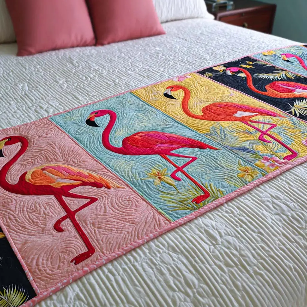 Tropical Grace Quilted Bed Runner Tropical Floral Grace Summer Home Gift