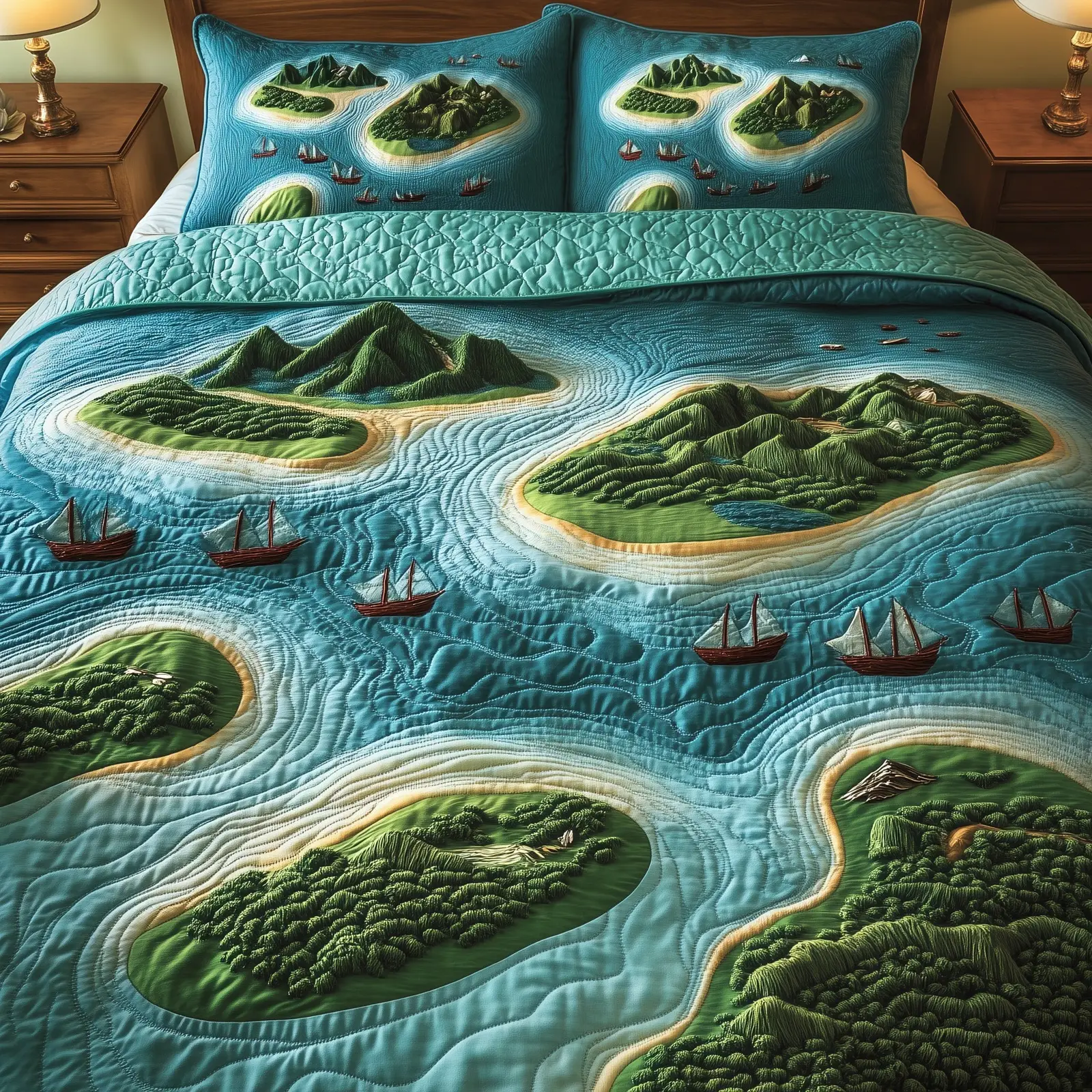 Tropical Island Quilted Bedding Set Bohemian Vibe