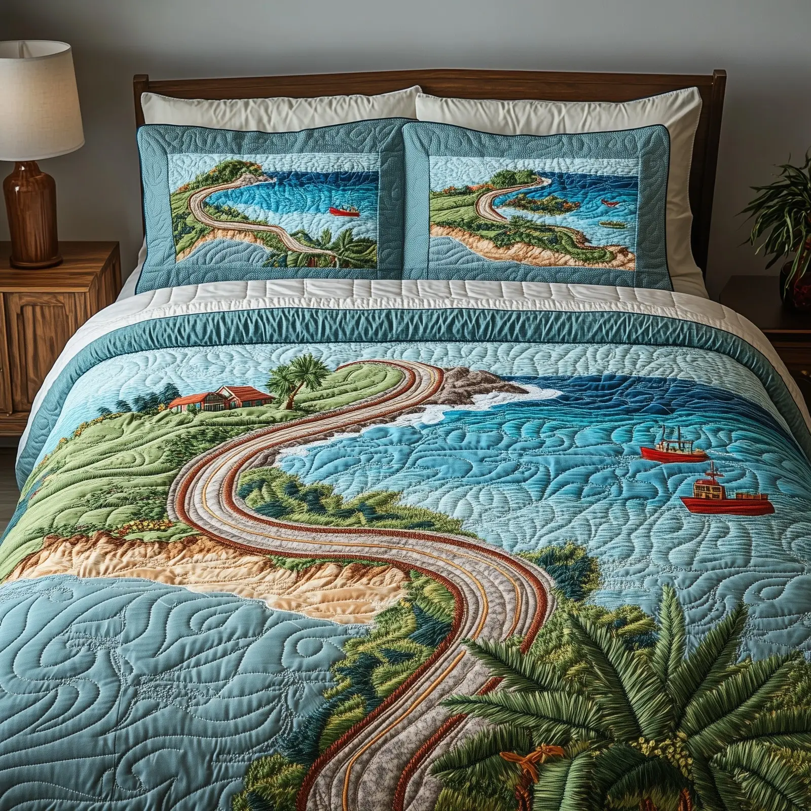 Tropical Island Quilted Bedding Set Home Decor Collection