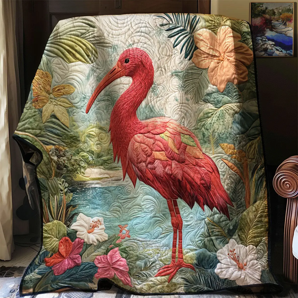 Tropical Scarlet Ibis Quilt Blanket For Couch Mother's Day Presents For Grandma